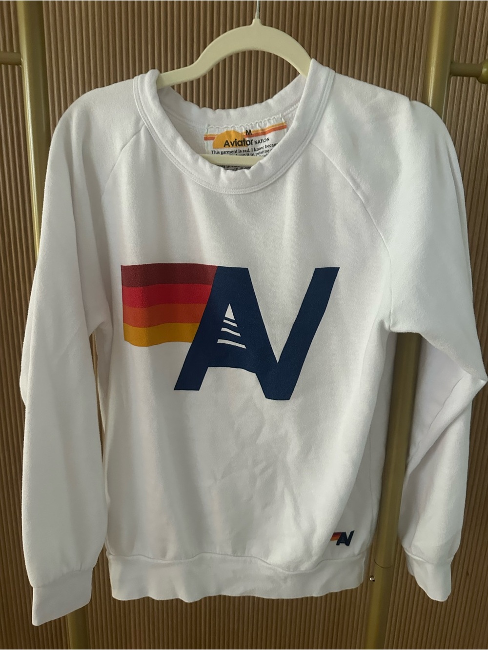 Aviator Nation White T-Shirt with Yellow and Orange Label